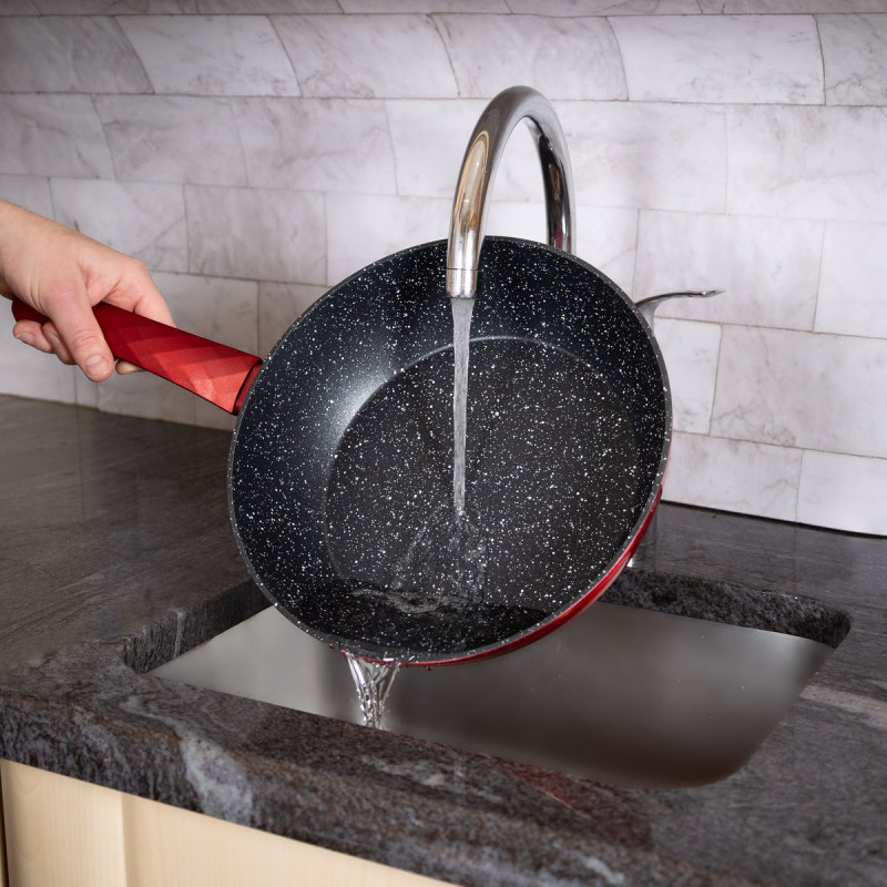 Σετ κατσαρόλες και τηγάνια Royalty Line FD10, 10 τεμαχίων, Χυτό αλουμίνιο, επίστρωση μαρμάρου Greblon, Επαγωγή, Κόκκινο