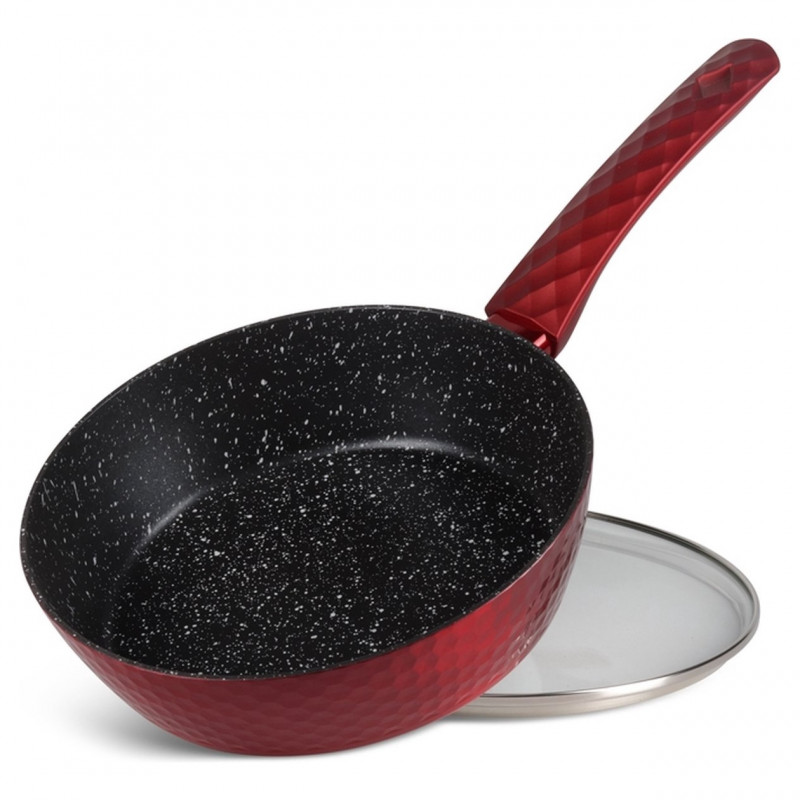 Σετ κατσαρόλες και τηγάνια Royalty Line FD10, 10 τεμαχίων, Χυτό αλουμίνιο, επίστρωση μαρμάρου Greblon, Επαγωγή, Κόκκινο