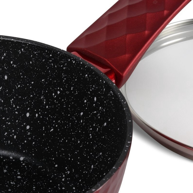 Σετ κατσαρόλες και τηγάνια Royalty Line FD10, 10 τεμαχίων, Χυτό αλουμίνιο, επίστρωση μαρμάρου Greblon, Επαγωγή, Κόκκινο