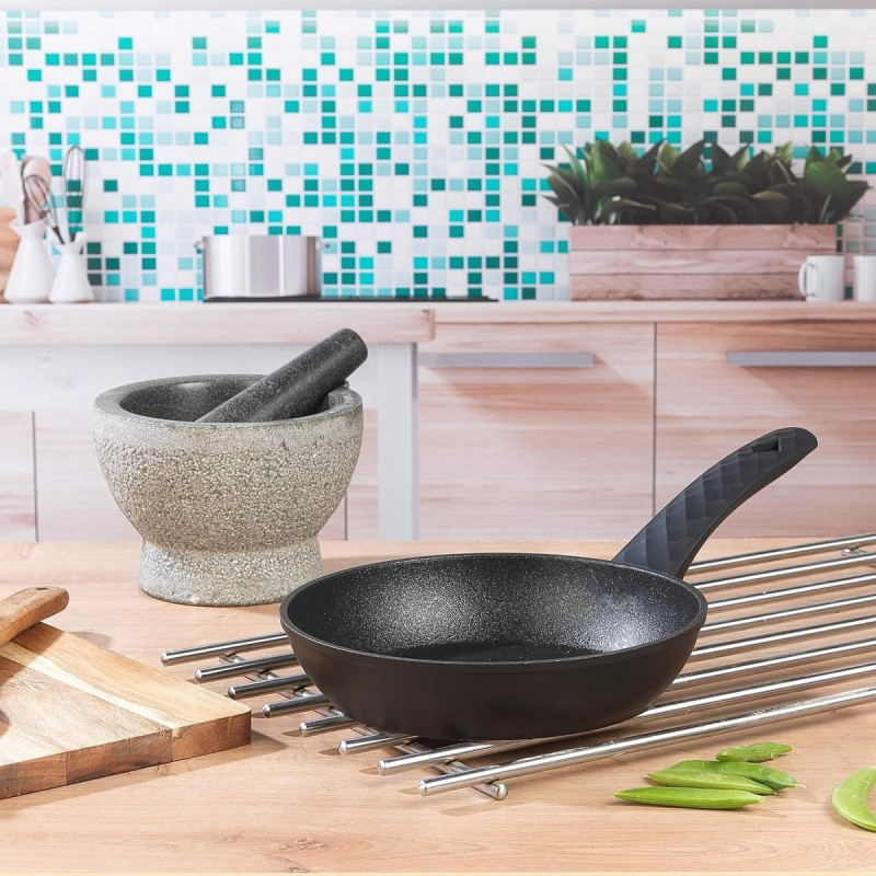 Σετ κατσαρολών και τηγανιών Royalty Line FD10, 10 τεμαχίων, Χυτό αλουμίνιο, επίστρωση μαρμάρου Greblon, Επαγωγή, Μαύρο