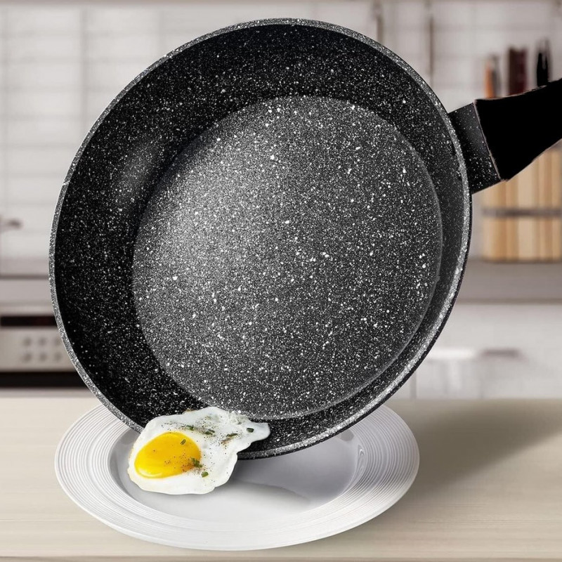 Σετ κατσαρολών και τηγανιών Royalty Line FD10, 10 τεμαχίων, Χυτό αλουμίνιο, επίστρωση μαρμάρου Greblon, Επαγωγή, Μαύρο