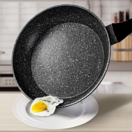 Σετ κατσαρολών και τηγανιών Royalty Line FD10, 10 τεμαχίων, Χυτό αλουμίνιο, επίστρωση μαρμάρου Greblon, Επαγωγή, Μαύρο