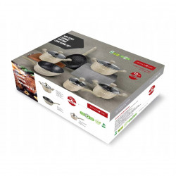 Σετ κατσαρόλες και τηγάνια Royalty Line FD10, 10 τεμάχια, Χυτό αλουμίνιο, επίστρωση μαρμάρου Greblon, Επαγωγή, Μπεζ