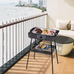 Ηλεκτρική ψησταριά Royalty Line RL-SBGT2000, 2000W, 38x28 cm, Αναδιπλούμενη βάση, 200C, Θερμοστάτης, Δίσκος αποστράγγισης, Μαύρο