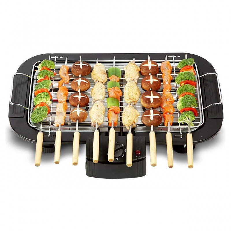 Ηλεκτρική ψησταριά Royalty Line RL-SBGT2000, 2000W, 38x28 cm, Αναδιπλούμενη βάση, 200C, Θερμοστάτης, Δίσκος αποστράγγισης, Μαύρο