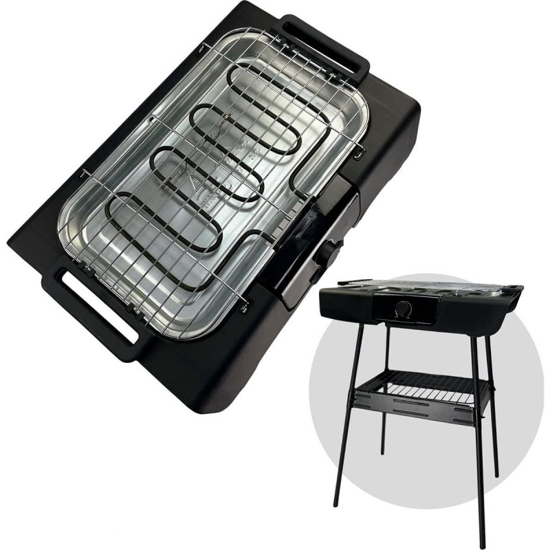 Ηλεκτρική ψησταριά Royalty Line RL-SBGT2000, 2000W, 38x28 cm, Αναδιπλούμενη βάση, 200C, Θερμοστάτης, Δίσκος αποστράγγισης, Μαύρο