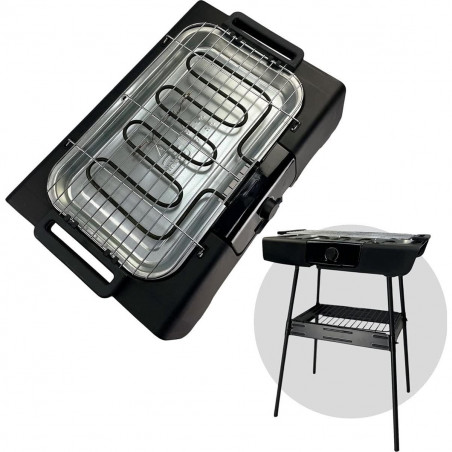 Ηλεκτρική ψησταριά Royalty Line RL-SBGT2000, 2000W, 38x28 cm, Αναδιπλούμενη βάση, 200C, Θερμοστάτης, Δίσκος αποστράγγισης, Μαύρο