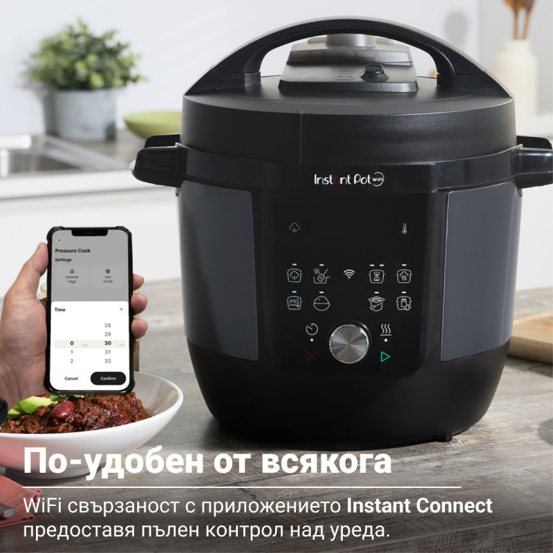 Instant Pot Plus 60 WiFi, 1000W, 5,7 l, 9 προγράμματα, έλεγχος WiFi, οθόνη LCD, Ανοξείδωτο, Μαύρο
