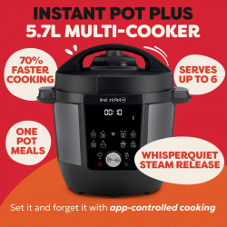 Instant Pot Plus 60 WiFi, 1000W, 5,7 l, 9 προγράμματα, έλεγχος WiFi, οθόνη LCD, Ανοξείδωτο, Μαύρο