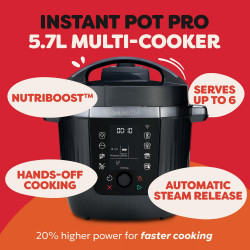 Instant Pot Pro Max 60 WiFi, 1200W, 5,7 L, 10 προγράμματα, Nutriboost, έλεγχος WiFi, οθόνη LCD, Ανοξείδωτο, Μαύρο
