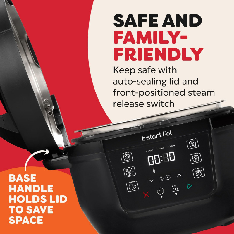 Instant Pot Classic Mini 140800001, 800W, 3.8 l, 7 προγράμματα, αγαπημένα κουμπιά, οθόνη LCD, ανοξείδωτο ατσάλι, μαύρο