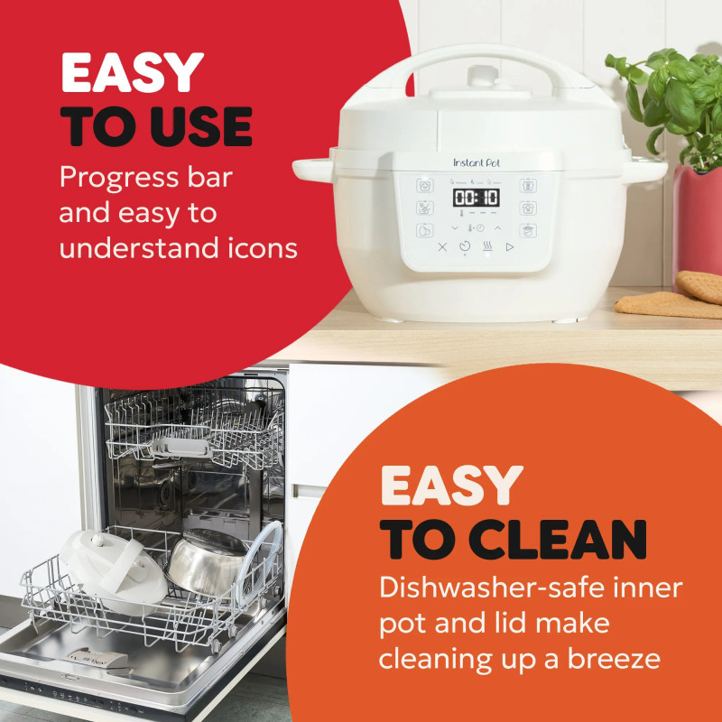 Instant Pot Classic Mini 140800801, 800W, 3.8 l, 7 προγράμματα, αγαπημένα κουμπιά, οθόνη LCD, Ανοξείδωτο, Λευκό