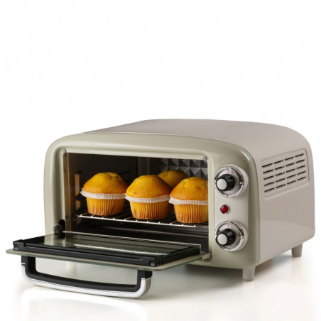 Ηλεκτρικός φούρνος Ariete VINTAGE 3919/03, 800W, 10 l, 3 λειτουργίες, Μέχρι 230°C, Διπλό θερμικό γυαλί, Χρονοδιακόπτης 60 λεπτά, Μπεζ