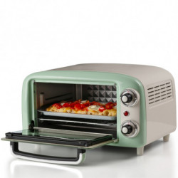 Ηλεκτρικός φούρνος Ariete VINTAGE 3919/04, 800W, 10 l, 3 λειτουργίες, Μέχρι 230°C, Διπλό θερμικό γυαλί, Χρονοδιακόπτης 60 λεπτά, Πράσινο