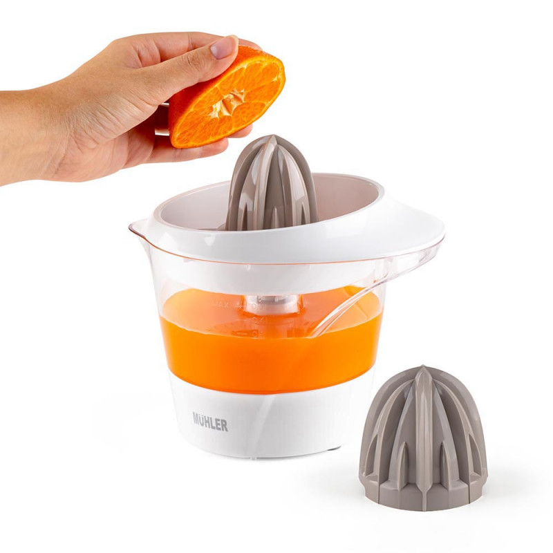Πρέσα εσπεριδοειδών Muhler MJ-2505, 25W, 0,5 l, αμφίδρομη κίνηση, 2 κώνοι, Λευκό