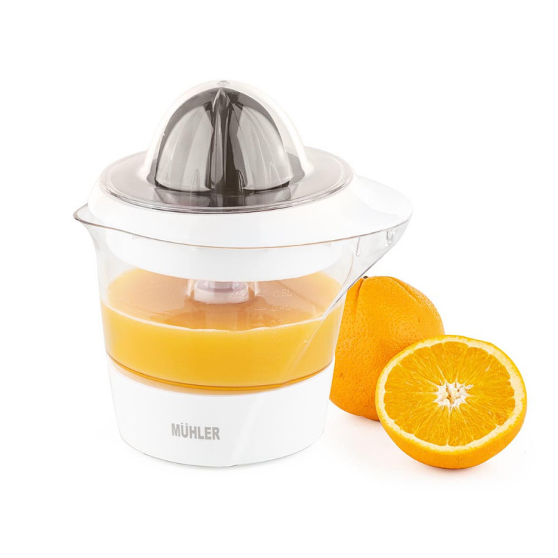 Πρέσα εσπεριδοειδών Muhler MJ-2505, 25W, 0,5 l, αμφίδρομη κίνηση, 2 κώνοι, Λευκό