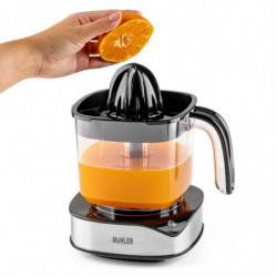 Πρέσα εσπεριδοειδών Muhler MJ-4020, 40 W, 1,2 λίτρα, Dvoposochno κίνηση, Ενδεικτική λυχνία, 2 κώνοι, Cheren/Inox.