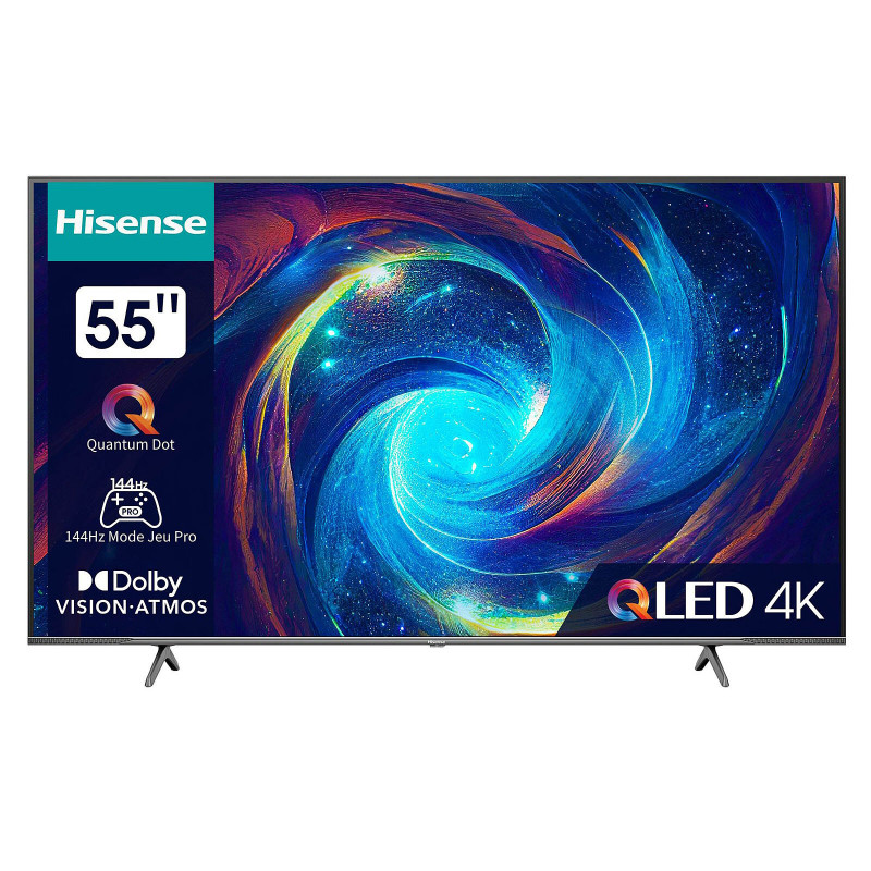 Τηλεόραση Hisense 55E77KQ, 55", 139 cm, UHD-4K 3840x2160, Class G, 60 hz, VIDAA, Wi-Fi, Μαύρο
