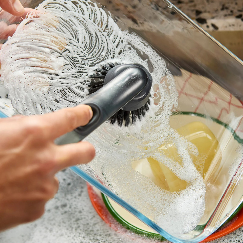 Βούρτσα πλυντηρίου πιάτων με διανομέα Joseph Joseph SinkTech 6500018, Τρίχες για λεκέδες, Ανταλλάξιμη βούρτσα, Γκρι