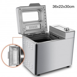 Nictemaw Baking Master, 550W, 25 προγράμματα, 3 στάδια, 500/750/900g, LCD, καθυστέρηση έναρξης 13 ώρες, αυτόματος διανομέας, Ασημί