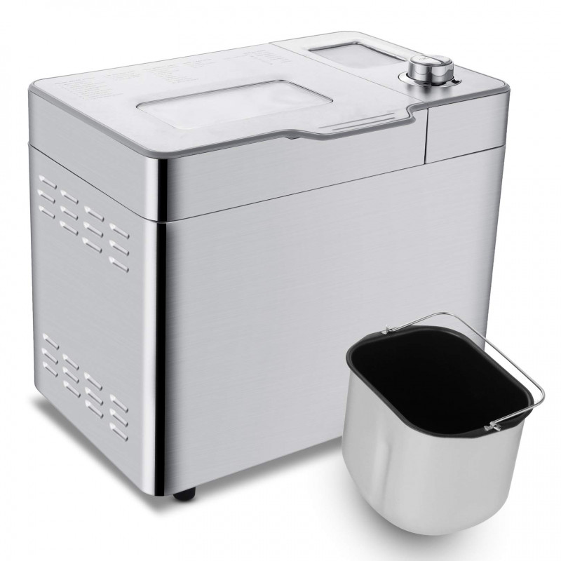 Nictemaw Baking Master, 550W, 25 προγράμματα, 3 στάδια, 500/750/900g, LCD, καθυστέρηση έναρξης 13 ώρες, αυτόματος διανομέας, Ασημί