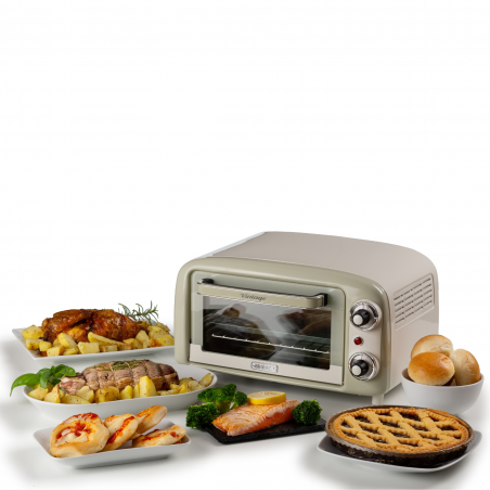 Ηλεκτρικός φούρνος Ariete VINTAGE 3919/03, 800W, 10 l, 3 λειτουργίες, Μέχρι 230°C, Διπλό θερμικό γυαλί, Χρονοδιακόπτης 60 λεπτά, Μπεζ