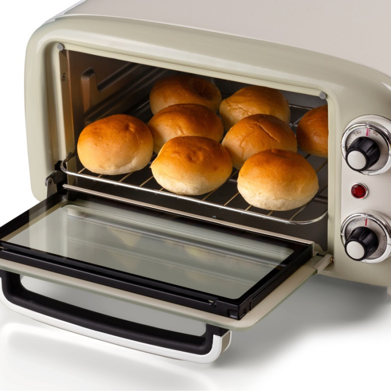 Ηλεκτρικός φούρνος Ariete VINTAGE 3919/03, 800W, 10 l, 3 λειτουργίες, Μέχρι 230°C, Διπλό θερμικό γυαλί, Χρονοδιακόπτης 60 λεπτά, Μπεζ