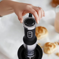 Μπλέντερ, τεμαχιστής και μίξερ 3 σε 1 AENO AHB0004B, 1200W, 0,5 l, 18 στάδια, Turbo, DC μοτέρ, Μαύρο/inox