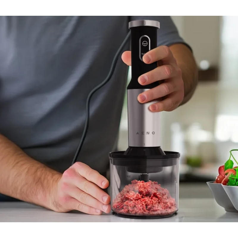 Μπλέντερ, τεμαχιστής και μίξερ 3 σε 1 AENO AHB0004B, 1200W, 0,5 l, 18 στάδια, Turbo, DC μοτέρ, Μαύρο/inox