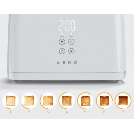 Τοστιέρα AENO ATS0002W, 930 W, 7 επίπεδα, Αφής χειριστήριο, Χρονόμετρο αντίστροφης μέτρησης, Προστασία από εμπλοκή, Αθόρυβη, Λευκή