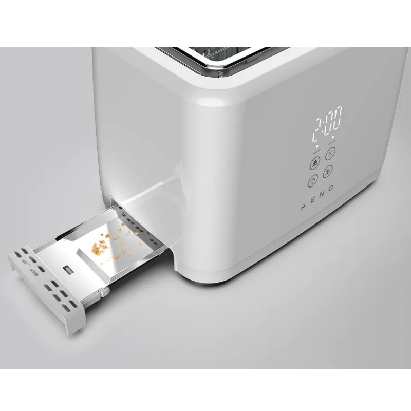 Τοστιέρα AENO ATS0002W, 930 W, 7 επίπεδα, Αφής χειριστήριο, Χρονόμετρο αντίστροφης μέτρησης, Προστασία από εμπλοκή, Αθόρυβη, Λευκή