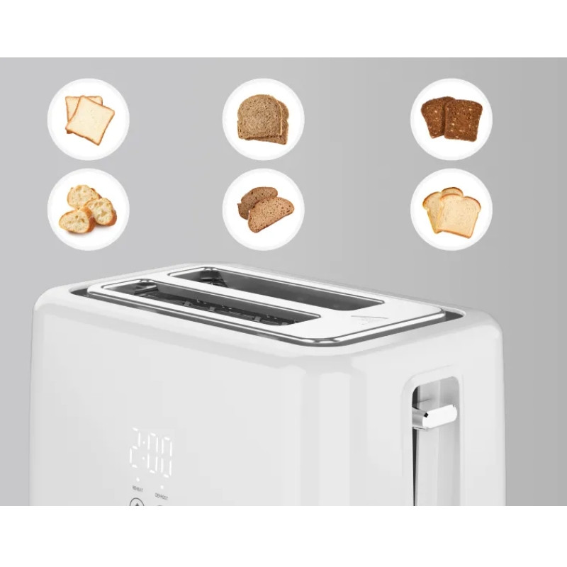 Electric Toaster, White, 220-240V, 50-60Hz, 780-930W, 2 slots, 3 modes, 7 browning levels