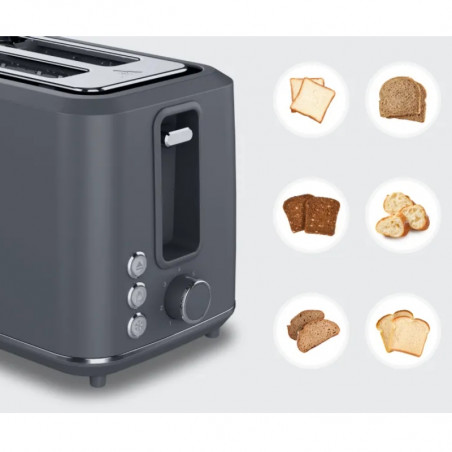 Electric Toaster, Grey, 220-240V, 50-60Hz, 920-1080W, 2 slots, 3 modes, 7 browning levels