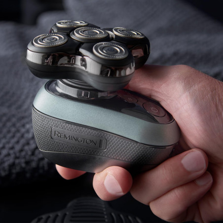 Ξυριστική μηχανή για το κεφάλι Remington RX7 XR1600 Ultimate Series, αυτονομία 60 λεπτά, αδιάβροχη, με κινητή κεφαλή, λειτουργία Turbo, ατσάλινες λεπίδες, ενδείξεις λειτουργίας, Μαύρο/πράσινο