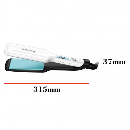 Ισιωτική μαλλιών Remington S8550 Shine Therapy, με κεραμική επίστρωση εμπλουτισμένη με έλαιο αργκάν και βιταμίνη Ε, 235°C, 10 ρυθμίσεις θερμοκρασίας, πλατιές πλάκες, γρήγορη θέρμανση, Λευκό
