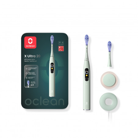 Ηλεκτρική οδοντόβουρτσα Oclean X Ultra 20, φωνητική βοηθός AI, 84000 στροφές ανά λεπτό, Wi-Fi, Bluetooth, οθόνη αφής, αυτονομία έως 40 ημέρες, Πράσινη