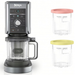 Σετ δοχείων παγωτού Ninja Creami XSKPNTLD2EUUK, 2x500 ml, χωρίς BPA, ασφαλές στο πλυντήριο πιάτων, σφιχτό κλείσιμο, κοραλλί/κίτρινο