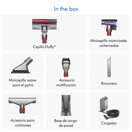 Dyson V11 Fluffy 476550-01 2σε1, 185AW, 0,54 λίτρα, 125 000 στροφές ανά λεπτό, Αυτονομία 60 λεπτά, 3 λειτουργίες, LCD, Νικελί/μαύρο.