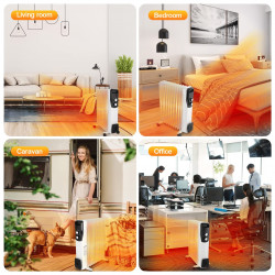 Ψυγείο πετρελαίου Sailnovo NSC-250-11F1, 2500W, 11 πτερύγια, 30 m2, 3 στάδια, 360 περιστρεφόμενοι τροχοί, 10-35C, Μπλε