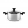 Κατσαρόλα Luigi Ferrero Sophia FR-3402, 18x10 cm, 2.3 l, Ατσάλι 18/10, Γυάλινο καπάκι, Επαγωγή, Inox