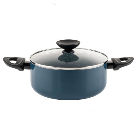 Κατσαρόλα Luigi Ferrero Prima FR-2244, 22x9,5 cm, 3,1 l, Αντικολλητική μαρμάρινη επίστρωση, Γυάλινο καπάκι με τρύπα ατμού, Επαγωγή, Σκούρο μπλε