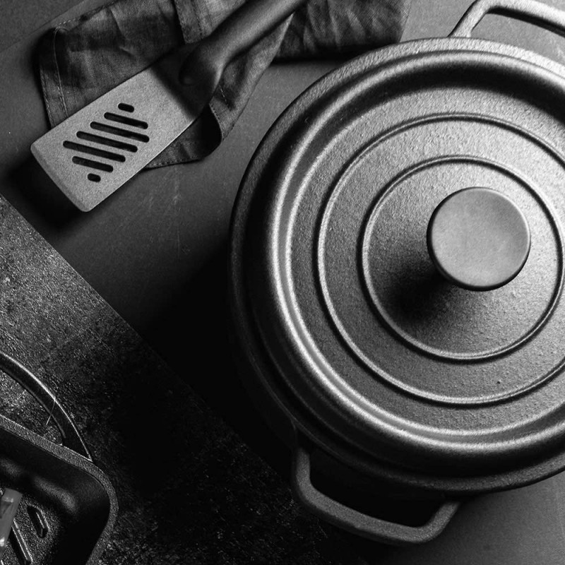 Muhler Tika MR-2448CI χυτοσιδηρή κατσαρόλα, 24x10,5 cm, 3,4 l, επαγωγική, Μαύρο