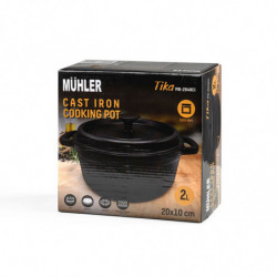 Muhler Tika MR-2048CI χυτοσιδηρή κατσαρόλα, 20x10 cm, 2 l, επαγωγική, Μαύρο