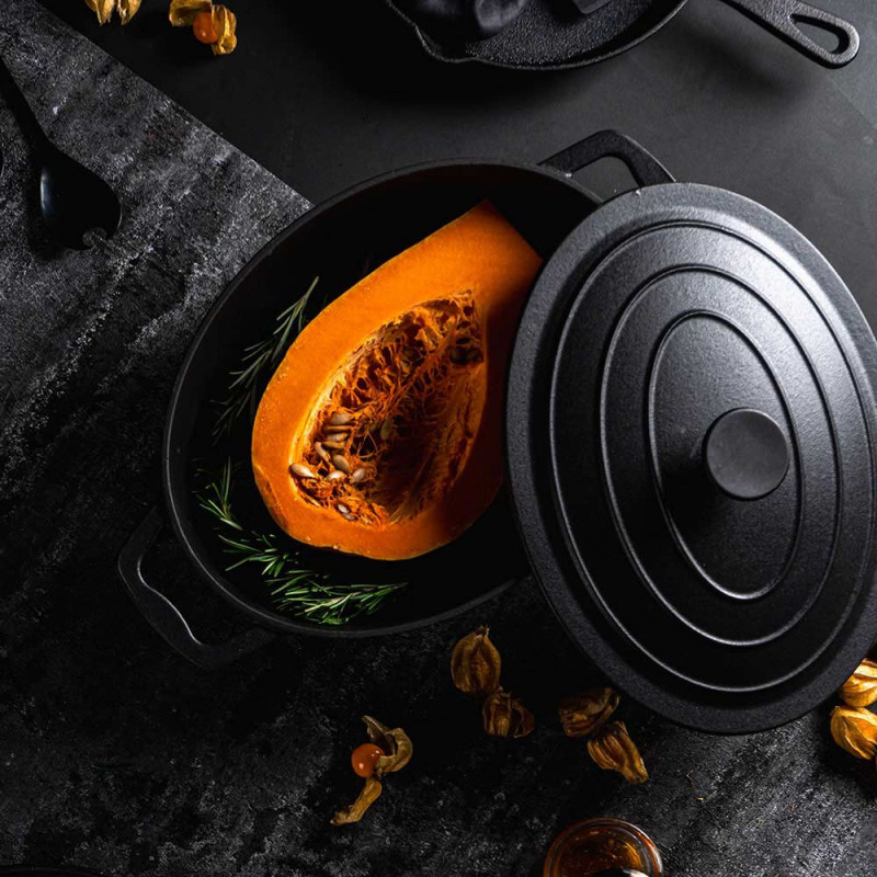 Muhler Tika MR-4133CI χυτοσιδηρή ψησταριά με καπάκι, 41x25x11cm, 5.1 l, επαγωγική, Μαύρο