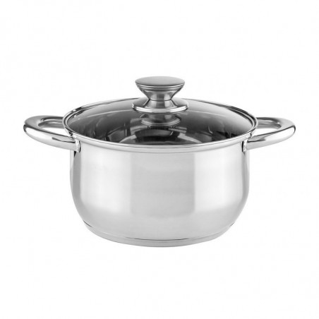 Σετ μαγειρικών σκευών Muhler MR-1242, 12 τεμάχια, Ανοξείδωτο ατσάλι, Πάτος τριών στρώσεων, Ψυχρές λαβές, Γυάλινα καπάκια, Επαγωγή, Ασημί