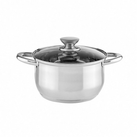 Σετ μαγειρικών σκευών Muhler MR-1242, 12 τεμάχια, Ανοξείδωτο ατσάλι, Πάτος τριών στρώσεων, Ψυχρές λαβές, Γυάλινα καπάκια, Επαγωγή, Ασημί