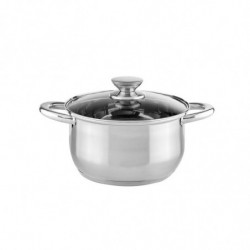 Σετ μαγειρικών σκευών Muhler MR-1242, 12 τεμάχια, Ανοξείδωτο ατσάλι, Πάτος τριών στρώσεων, Ψυχρές λαβές, Γυάλινα καπάκια, Επαγωγή, Ασημί