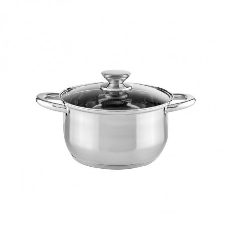 Σετ μαγειρικών σκευών Muhler MR-1242, 12 τεμάχια, Ανοξείδωτο ατσάλι, Πάτος τριών στρώσεων, Ψυχρές λαβές, Γυάλινα καπάκια, Επαγωγή, Ασημί