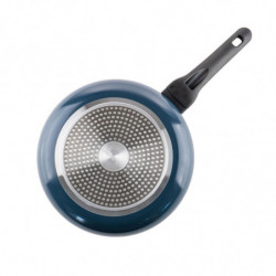 Βαθύ τηγάνι με καπάκι Luigi Ferrero Prima FR-2634L, 26x7.5 cm, 3.4 l, Αντικολλητική επίστρωση με μαρμάρινο εφέ, Γυάλινο καπάκι με τρύπα ατμού, Επαγωγή, Σκούρο μπλε