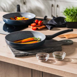 Τηγάνι Luigi Ferrero Prima FR-3234, 32x6 cm, Αντικολλητική επίστρωση με μαρμάρινο εφέ, Επαγωγή, Σκούρο μπλε